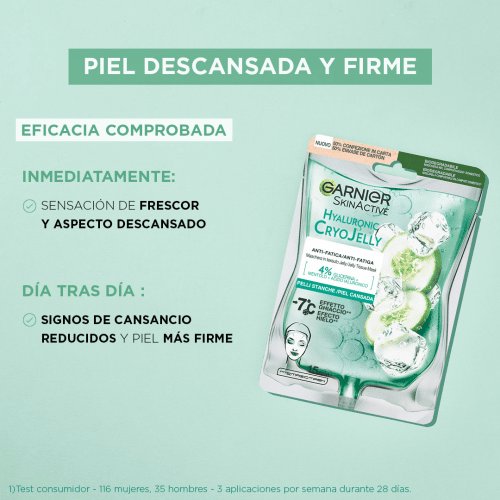 Garnier Tissue Mask Hyaluronic Cryo Jelly Antifatiga para pieles cansadas